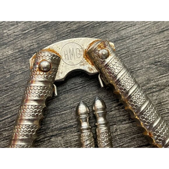 Vintage HMQ Nutcracker Set / Nut Cracker / Shellfish Cracker 2 picks 1940's - Picture 2 of 7